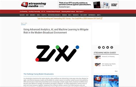 Streaming Media Features the Power of AI and ML in Zixi Workflows