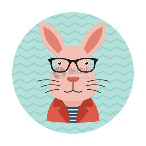 戴眼镜的时髦兔插画图片下载-正版图片402334257-摄图网