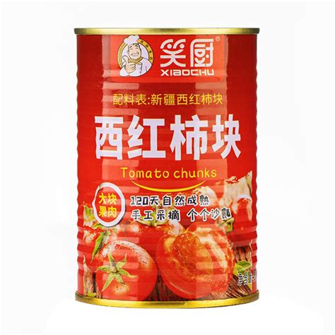 新疆番茄丁笑厨西红柿块纯鲜番茄低脂无糖去皮番茄酱400g罐装调味_虎窝淘