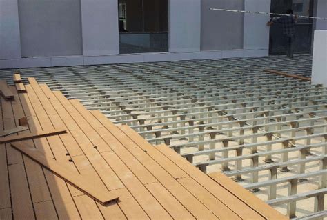 绿华塑木地板施工效果图 塑木地板铺装效果图 - 【绿华塑木厂家】