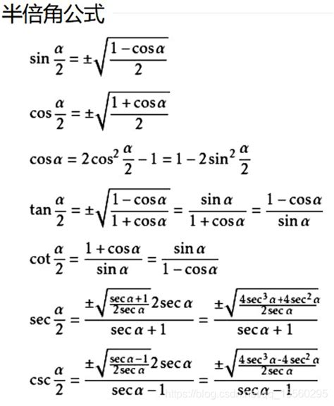 三角函数之和差化积/积化和差/倍角公式（汇总）_三角函数和差化积与积化和差公式,倍角公式-CSDN博客