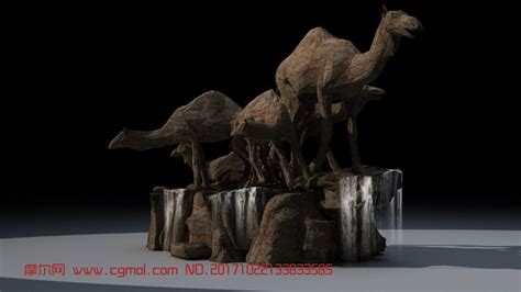 骆驼雕塑,有动态流水贴图,现代场景,场景模型下载,摩尔网(CGMOL)