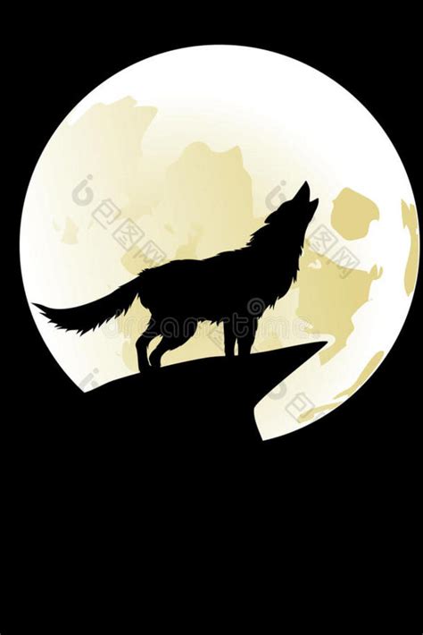 狼对着月亮嚎叫，3d插图