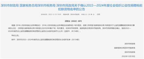 2022-2024年度深圳壹基金公益基金会税前扣除资格批文 | 壹基金官方网站