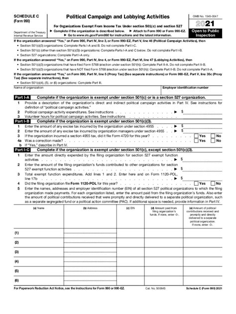 2021 Form IRS 990 or 990-EZ - Schedule C Fill Online, Printable ...