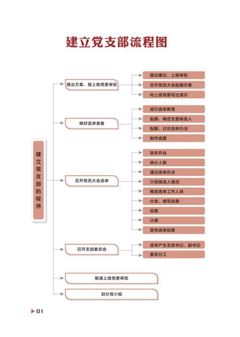 基层党支部党务工作流程图PPT模板 - 彩虹办公