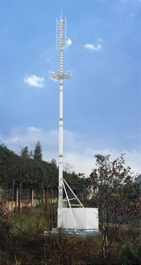楼顶通讯塔 房顶抱杆通讯铁塔 5G通讯基站抱杆 通讯塔