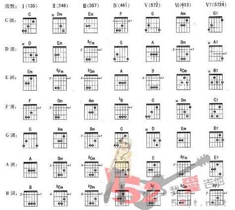吉他常用和弦指法图-吉他指法与和弦 - 乐器学习网