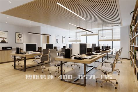 简约绿色办公室装修设计案例-杭州办公设计-浙江国富装饰