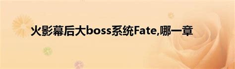 火影幕后大boss系统Fate,哪一章_城市经济网