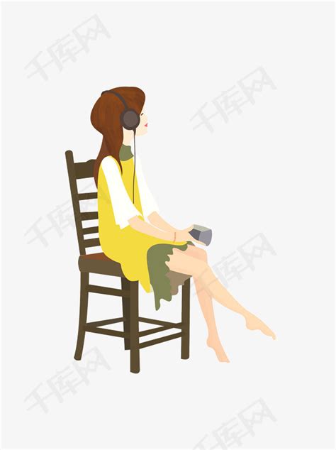 坐在凳子上的女孩元素素材图片免费下载-千库网
