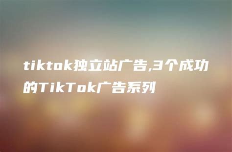 tiktok独立站广告,3个成功的TikTok广告系列 - DTCStart