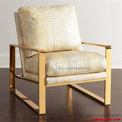 宜家定制 不锈钢沙发椅现代简约布艺软包休闲椅样板房客厅单椅 ...