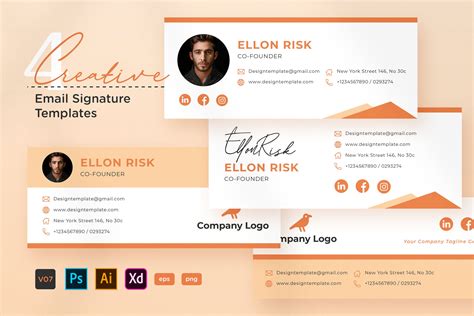 联合创始人创意电子邮件签名模板v7 Creative Email Signature Vol.07 – 设计小咖