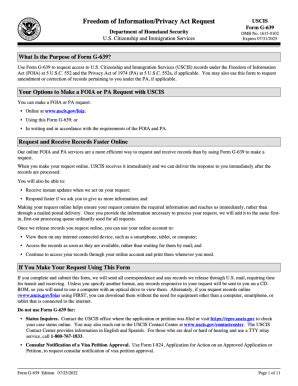 2022 Form USCIS G-639 Fill Online, Printable, Fillable, Blank - pdfFiller