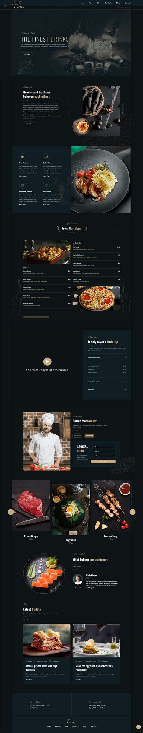 美食网页设计模板分享，炫酷餐厅网站源代码-17素材网