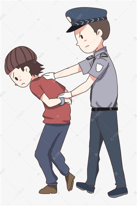 抓捕犯人的警察插画素材图片免费下载-千库网
