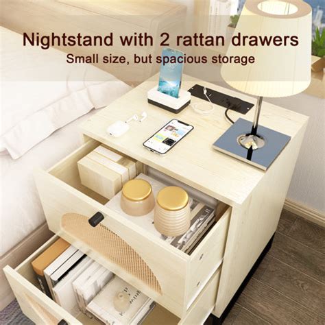 Bay Isle Home Nightstand with Charging Station, Storage Drawers and USB ...