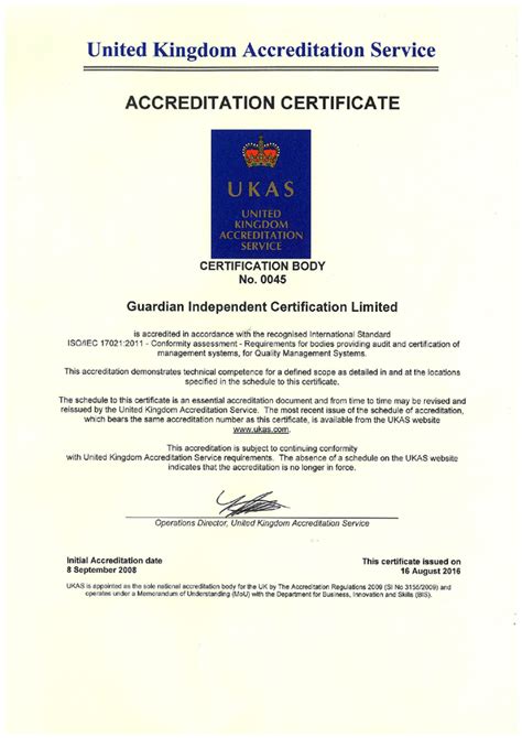 英国皇家认可委员会(UKAS) 认可证书 - GIC中国 - 卡狄亚认证