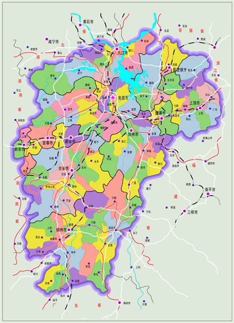 江西地图（政区图） - 江西省地图 - 地理教师网