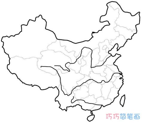 中国地图卡通简笔画,中卡通版,创意手绘中_大山谷图库