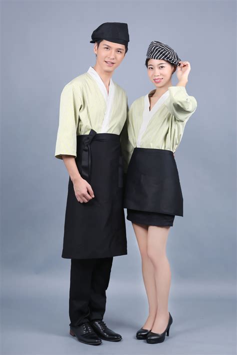 日式料理服装寿司店服务员工装料理店迎宾服系带日式工作服-阿里巴巴