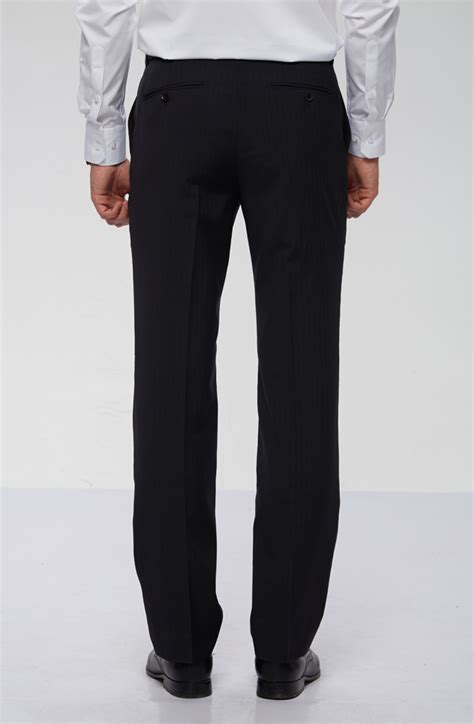蓝黑色暗条纹羊毛混纺商务西裤-男装定制 | 拉雅网，拉雅私定，拉雅私人定制，在线定制领导品牌