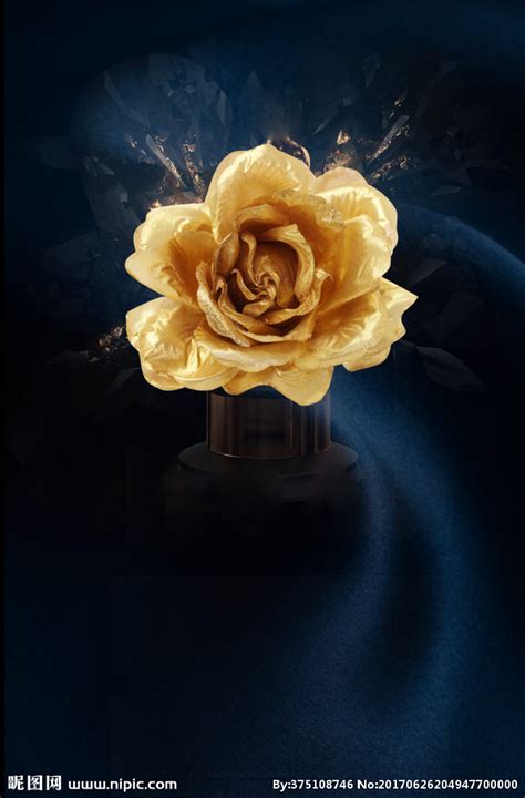 金色立体花卉素材图片免费下载-千库网
