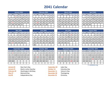 2041 Calendar