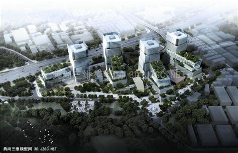 现代风格产业园__深圳龙华建滔工业园城市更新角度2SU模型 产业园SU模型