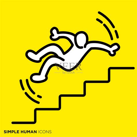 简单的人体图标系列“从楼梯上掉下来的人”插画图片素材_ID:432054674-Veer图库