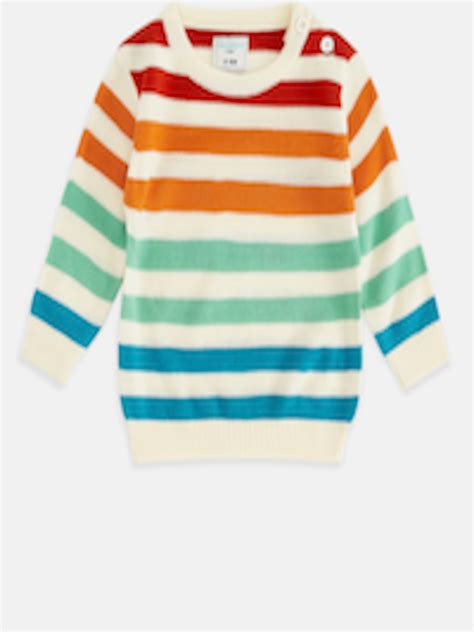 Buy Pantaloons Baby Girls Beige & Red Striped Pullover - Sweaters for ...