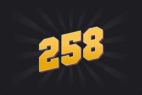 Number 258 vector font alphabet. Yellow 258 number with black ...