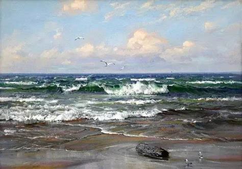 黄联合日记:油画作品《大海》创作思想：海是原始的，海是新生的，海是灿烂斑_兴艺堂