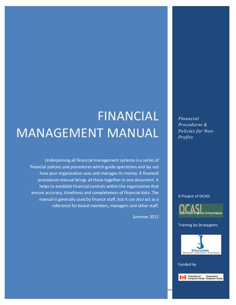 Financial Management Policies And Procedures (Sample) printable pdf ...