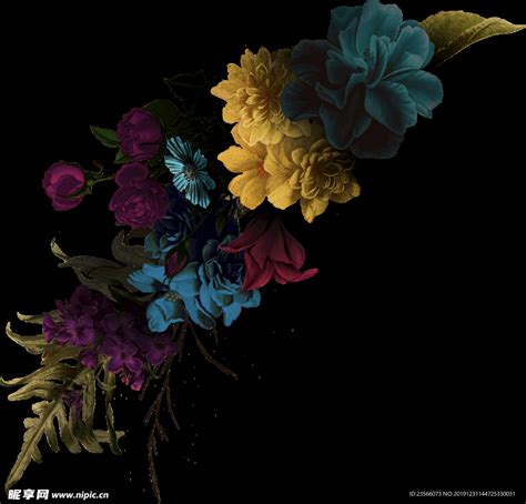 暗黑风植物花朵设计图__图片素材_其他_设计图库_昵图网nipic.com
