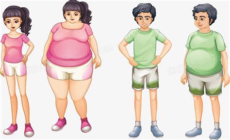 减肥前后对比图插画素材图片免费下载-千库网