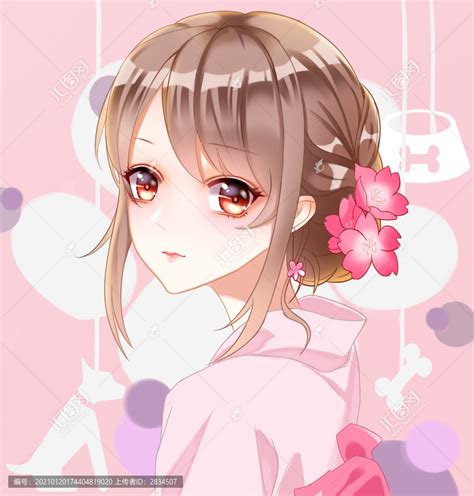 日系甜美女生头像和服