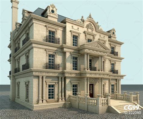 欧式城堡3D模型_欧式建筑_建筑模型_3D模型免费下载_摩尔网