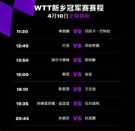 2023年WTT新乡冠军赛4月10日赛程直播时间表 今天国乒比赛对阵表图-闽南网