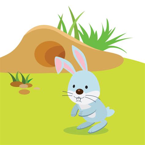 洞穴,可爱的,兔子,绘画插图,小兔子,复活节,艺术,水平画幅,山,性格设计模板,汇图网www.huitu.com