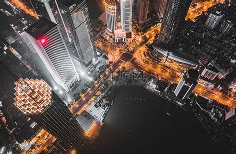 武汉城市建筑夜晚城市建筑西北湖航拍摄影图配图高清摄影大图-千库网
