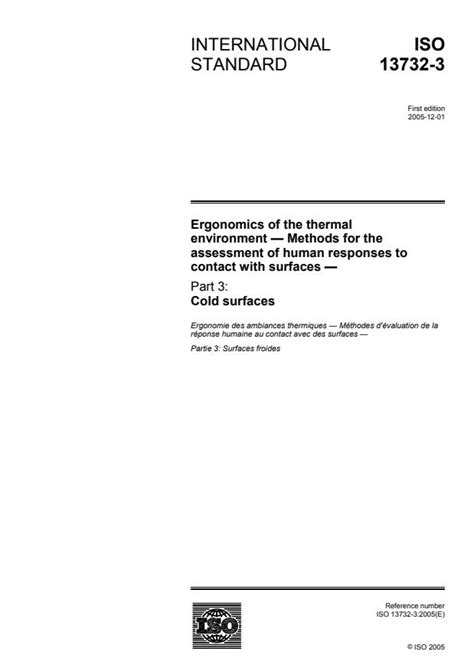 ISO 13732-3:2005 - Ergonomics of the thermal environment — Methods for ...