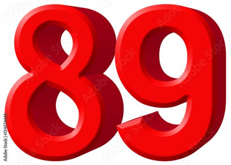 "Numeral 89, eighty nine, isolated on white background, 3d render ...