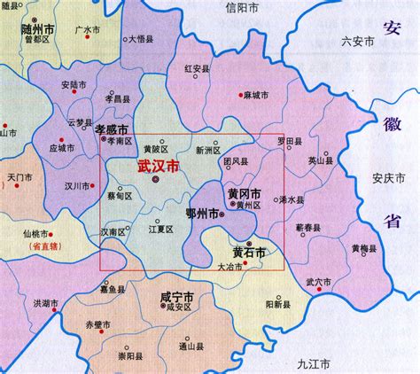 黄冈市地图图片