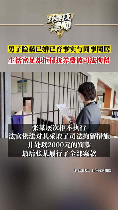 男子隐瞒已婚已育事实与同事同居，生活富足却拒付抚养费被司法拘留_新浪新闻