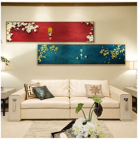 客厅沙发背景墙装饰山水油画原创手绘壁画床头挂画新中式 水墨画-美间设计