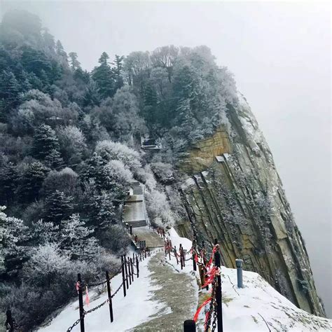 华山,下雪的台阶,冰川冰山,自然风景,摄影素材,汇图网www.huitu.com