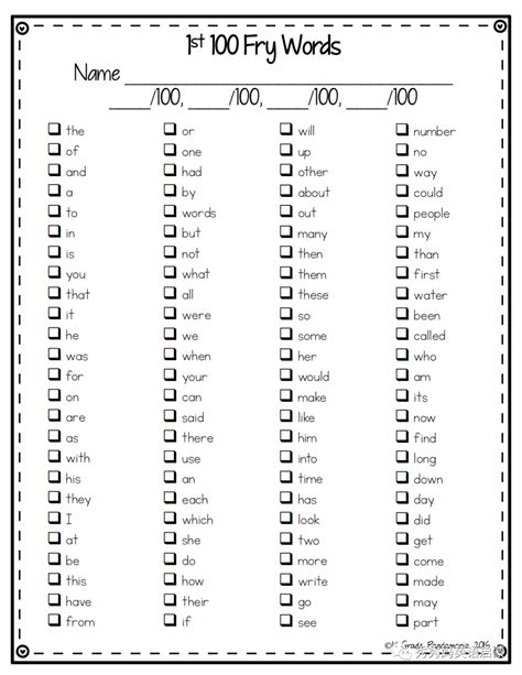 Basic Sight Words Chart - Fun Teacher Files