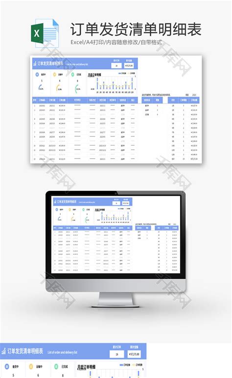 销售订单明细表Excel模板_千库网(excelID：169855)